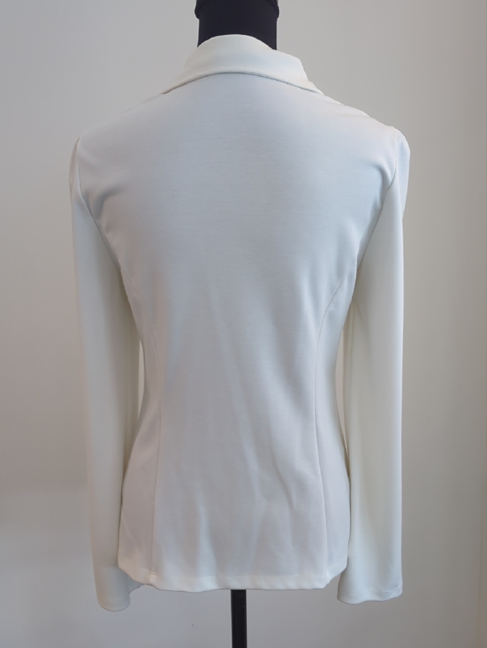 Cupio White Waterfall Draped Ruffle Collar Front Open Blazer - Picture 7 of 8